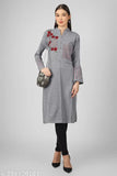 CHRISTY'S COLLECTION Women's Embroidery Work Woolen Long Kurta