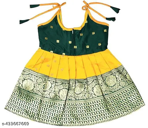 Baby Girls Jacquard Readymade Pattu Pavadai Frock Dress