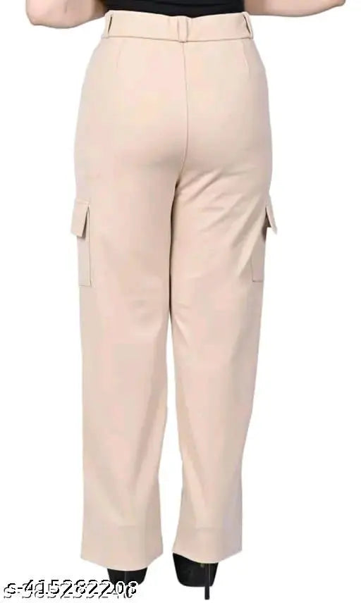 D SHAHI ENTERPRISES||Women Straight Fit High-Rise Easy Wash Cargo Trousers Pant 4 Pocket Combo Of-2