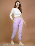 Casual Purple Solid Terry Pocket Joggers For Women | Relaxed Fit Joggers | Daily Wear Joggers Women | Joggers for Gym Wear | Western Wear Joggers