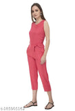 Women Casual Solid Sleeveless Full Length Crepe Jumpsuit