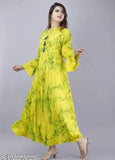 Nimbu Mirchi Anarkali Kurti Yellow TIE DYE