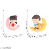 ANTIQ CREATION Cute Heart Moon Couple Showpiece Car Dashboard Decor Table Decor Desk Decor Car Interior Showpiece