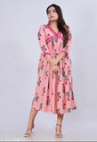 New Trendy Stylish Beautiful Rose Printed Anarkali Kurti for Women's Ethnic Wear Kurta Gown