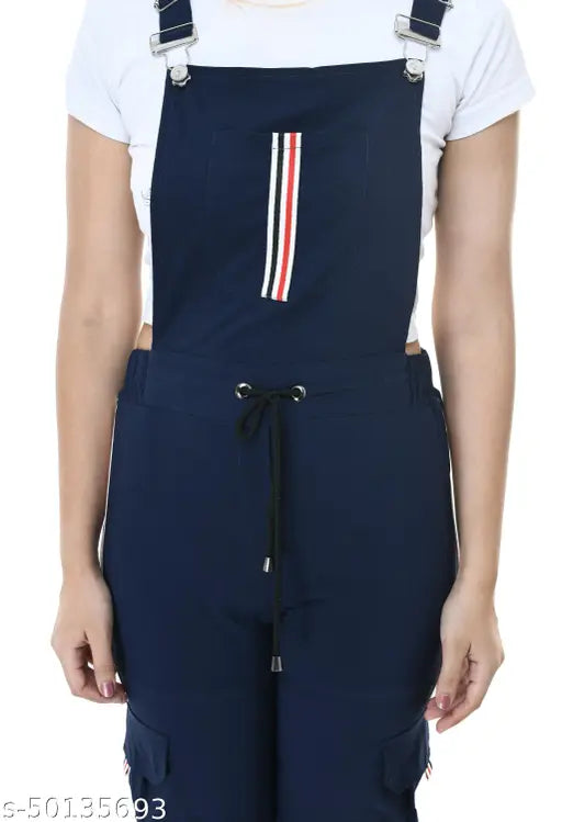 Urbane Elegant Pretty Designer Women Pretty Trendy Stylish Latest And Fashionable Full Length Stripe Navy Blue Stretchable Jumpsuits Dungaree S,M,L,XL