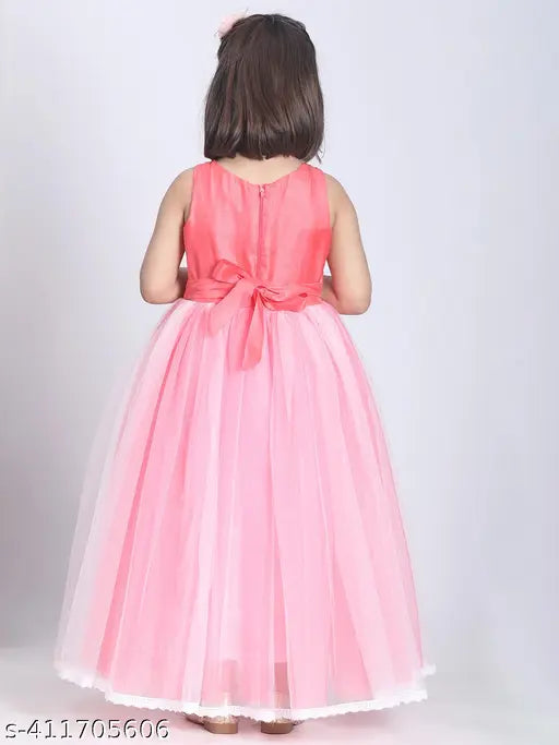 Toy Balloon Kids Pastel Pink Full-Length Girls Party Wear Gown