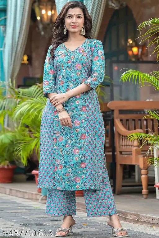 Women Digital Print Rayon Kurta Bottom Set