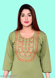 Women's Straight Embroidered Red Woollen Kurti