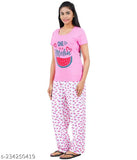 LADIES PRINTED COTTON PYJAMA SET WITH TOP