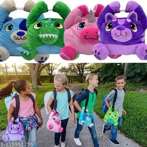 WISHKEY Lunch Bags for Kids, Washable and Insulated with Purple Cat Design.