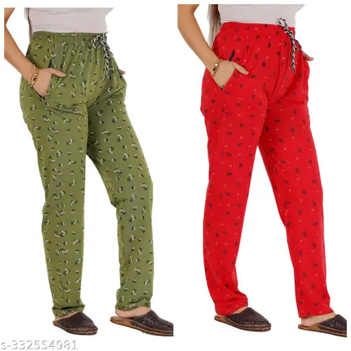 RILO Women's Cotton Lower Track Pant Pyjama With Both Sides Pocket and Zip Combo Pack of 2