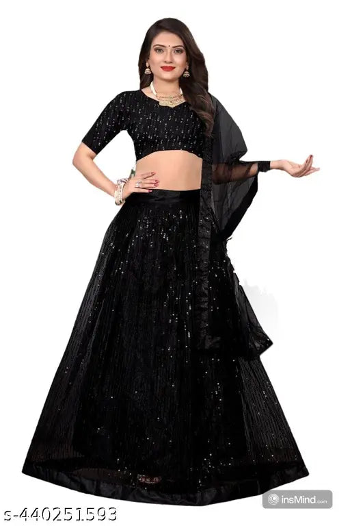 #Fancy Black Traditional Womens Lehenga Choli | Black Lehenga for Evening Events | Womens Wedding wear Lehenga Choli | Black Festive Wear Lehenga For Womens |