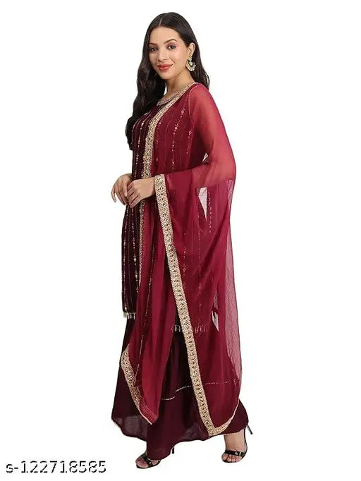 """"Women's Kurti Sharara\garara And Wine""""Dupatta Set""""