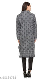 Women's A-line Printed Navy Blue Woollen Kurti