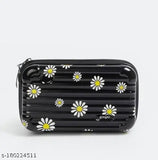 Box sling bag black small floral print cute and classy girly hand held side bag for women and girls square attachy bag