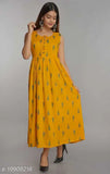 Women Rayon Pleated Printed Yellow Kurti