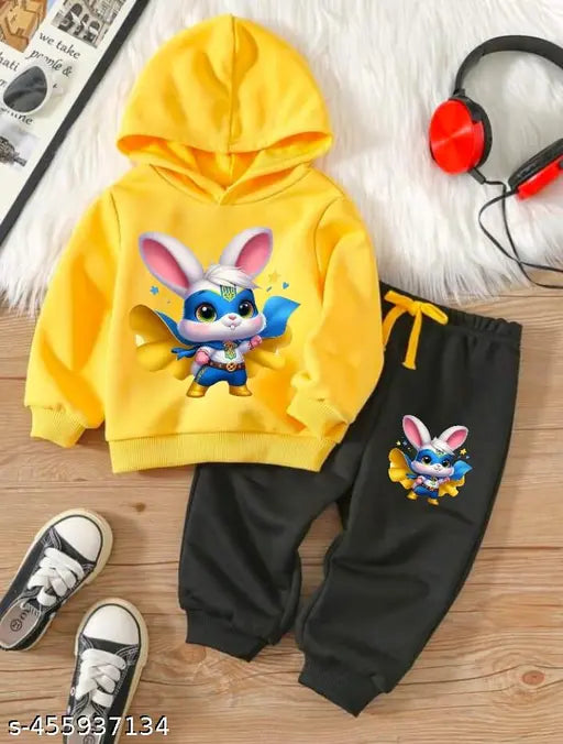 Colorful Creation Boy's Printed Cotton Blend Hoodie T-Shirt and Jogger Tracksuit Set for Winter