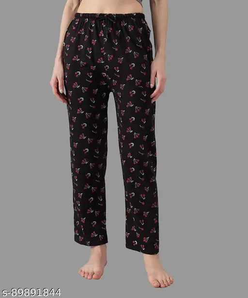 Fit N Fame Printed Cotton Pyjama/Lounge Pant/Night Wear for Women & Girls (Multicolor,Pack of 3)