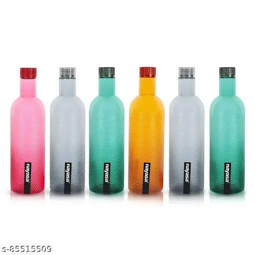 BANSAL GROUP Plastic Water Bottle, 1000ml, Set Of 6, Multicolour, Standard