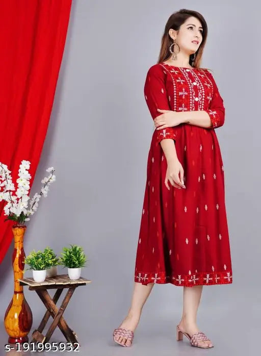 Kurtis, Anarkali Kurtis, Dress for Women ( Red, Orange, Green, Yellow, Blue, Black, Gray )