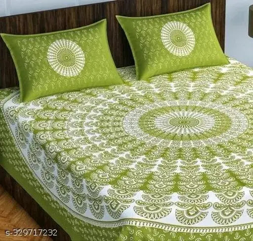 Cotton double bed bedsheet with 2 pillow cover