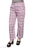 Latest Feminine Women Trouser & Pants Check Pants Check Trouser Pack of 1 Baby Pink