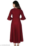 Trendy Ethnic Women's Solid Flared kurtis (Maroon)