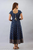 ANMOL Womens Cotton Paisley Print Anarkali Kurta (Navy)