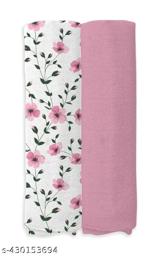 Baby Muslin Swaddler-pack 2 FLORAL,PLAIN