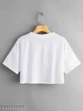 Crop Top Design Cupal Round Neck White Crop T-Shirt For Girl's