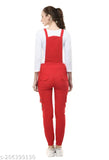 Women Pretty Trendy Stylish Fashionable Casual Regular Fit Full Length Western Wear Red Printing Stretchable Cotton Blend Dungaree Jumpsuits Pack Of 1 S-28, M-30, L-32 & XL-34