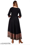 Women Rayon Printed Anarkali Kurti (Black)