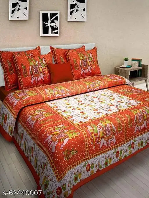 Jaipuri cotton printed double bedsheet