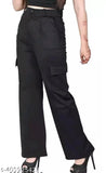 Name: |Women Premium Cotton Wide Leg 4 Pocket Cargos/Trousers | Relaxed Fit Cargo Pants with Insert Pockets