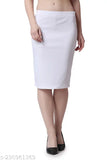 POPWINGS Women's Solid Straight White Skirts