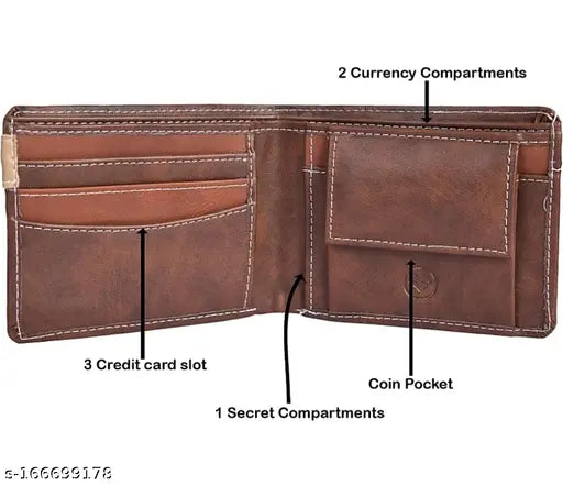 Men Brown Artificial Leather Wallet - Regular Size (5 Card Slots)