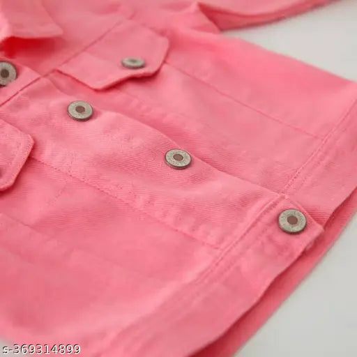 Gals coral twill denim jacket