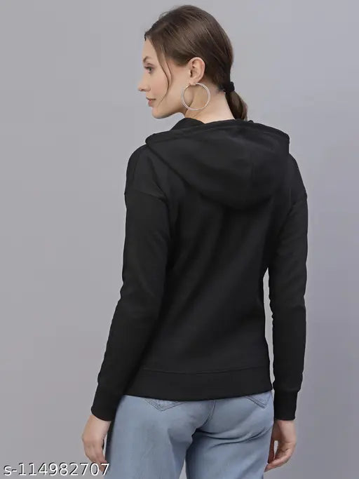 Style Quotient Women Black Hooded Sweatshirt