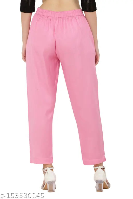 Priya Point Regular Fit Women Baby Pink Trouser