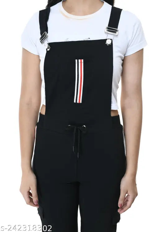 Women Full Length Black Dungaree | Women stretchable Dungaree | Women Dungaree | Women Casual Dungaree | Women Regular Dungaree