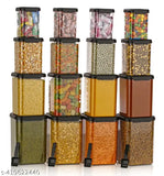 Pack of 16 Containers and Jars for Kitchen Storage Fridge Storage and Masala Spices Condiments Cereals Cookies DryFruits Fryums Etc. Storage Containers and Jars- 1400ml-900ml-650ml-350ml