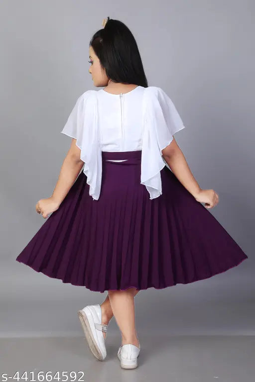 Trendy Pleated Frock For Girls Stylish Chiffon Poncho Party Dress With Belt For Kids