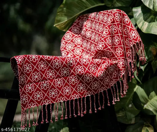 Red Floral Jacquard Throw