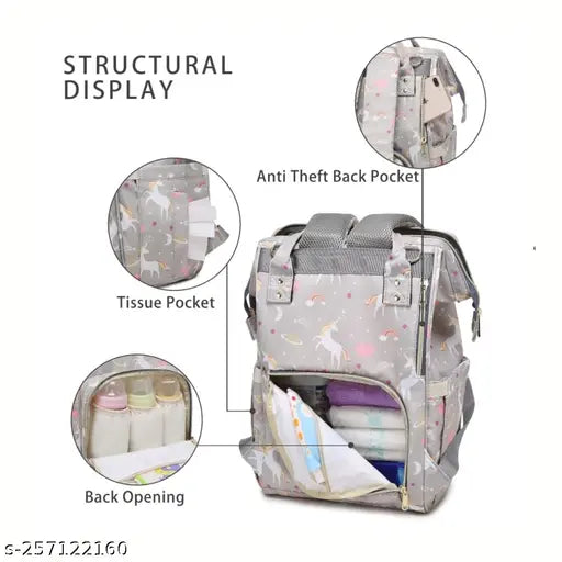 Diaper Bag Multi-Function Waterproof Travel Backpack Large Capacity Premium Mummy Bag- Diaper Bag (Grey)