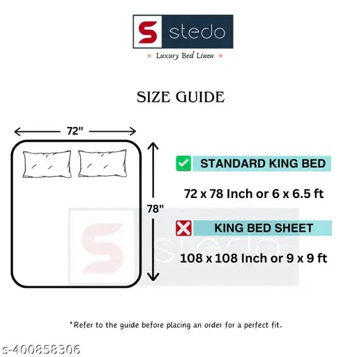 """"250 Tc Premium Soft Cotton Elastic Fitted King Size""""Double Bed Sheet""""With Two Pillow Covers- All Around 360 Elasricated Floral Sheet- 72x78x8 Inches, Color Grey""""