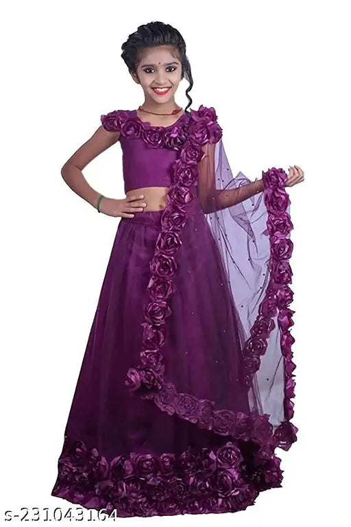 PW PLATYPUS WORLD Baby Girl's Net & Satin Readymade Lehenga Choli