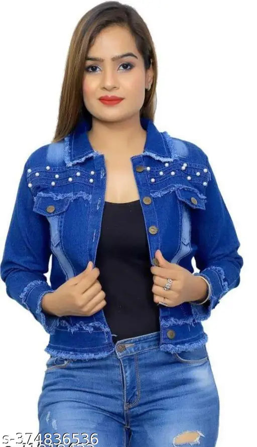 Trendy Fashionable Women Blue Denim Jacket