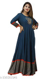 THE VAISHALI CREATION RAYON BEAUTIFUL EMBORIDERY BLUE GOWN IN RED BOTTOM JAL BORDAR STYLE