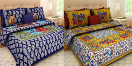 Best For Your Bedroom Jaipuri Cotton Double Size Bedsheet Combo