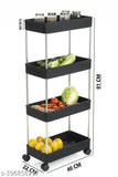 ELIGHTWAY MART Vegetable Kitchen Trolley Plastic ( Shelve-4/BLACK )